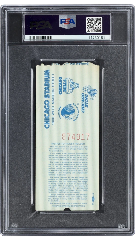 Michael Jordan & Hakeem Olajuwon 1984 primer boleto de enfrentamiento de la NBA novato PSA 2 ¡Pop 2! Foto 2 de 2