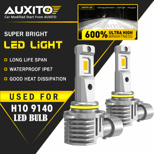 AUXITO Pair H10 LED Fog Driving Light Bulbs Kit 9145 9140 White Super Bright EOA - Picture 1 of 10