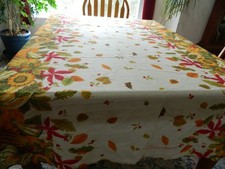 L-26 COLORFUL FALL PUMPKINS, GOURDS SUNFLOWER TABLECLOTH 57 X 100 INCHES