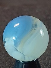 5/8" Vitro Agate Cornflower Patch Wispy White on Clear NM Serious Marble A976
