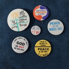 Vintage 1960s Anti War Pinback Buttons Vietnam Peace Make Love Not War Lot of 6