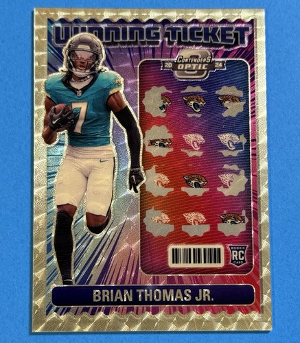 2024 Contenders Optic Brian Thomas Jr 1/1 GOLD VINYL FOTL Rookie Winning Ticket - Picture 5 of 14