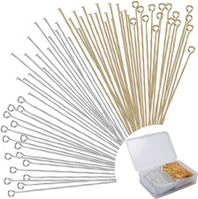 600 Pcs 2" Head Pins Eye Pins Jewelry Making Gold Silver Craft Supplies