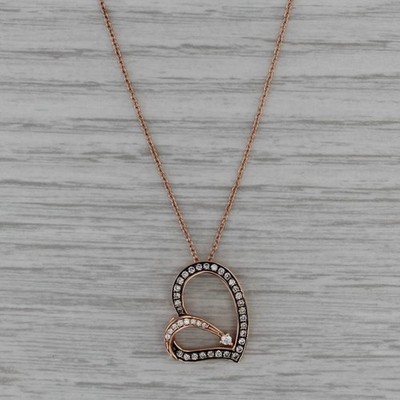 Le Vian 0.30ctw Diamond Open Heart Pendant Necklace 14k Rose Gold 18.25''