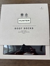 Hunter Tall Black Fleece Original Boot Socks Size Lg, 7-9 NEW in Box