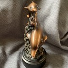 Bronze Electroplated Resin Figurine 2 Dolphins Swimming Around A Coral Reef. 7" — photo 7