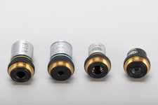 Olympus 4x/0.10, 10x/0.25, 40x/0.65 0.17, and HI 100x/1.30 Objectives Lot of 4
