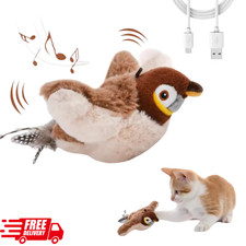 Interactive Cat Toy Chirping Flapping Bird Plush Touch Activated Pet Toy