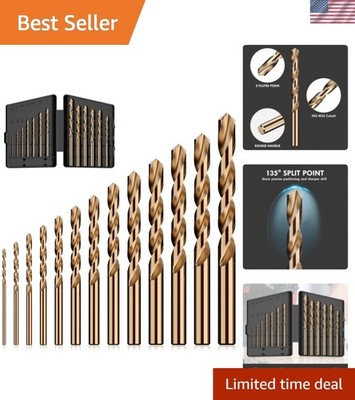 Cobalt Drill Bit Set, 13Pcs M35 High Speed Steel Jobber Length Drill Bit Kit ...