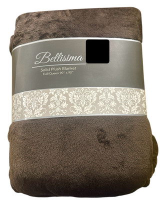 Lush Chocolate Brown Plush Queen Blanket by Bellisima 90'' x 90'' NWT