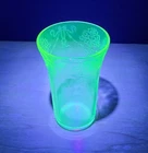 Vintage Hazel-Atlas Uranium Glass Tumbler Crisscross Green Depression Glass