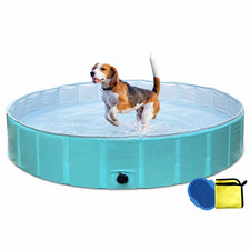 Foldable Dog Pool Collapsible Pet Bath Tub NonSlip with Bath Brush & Towel