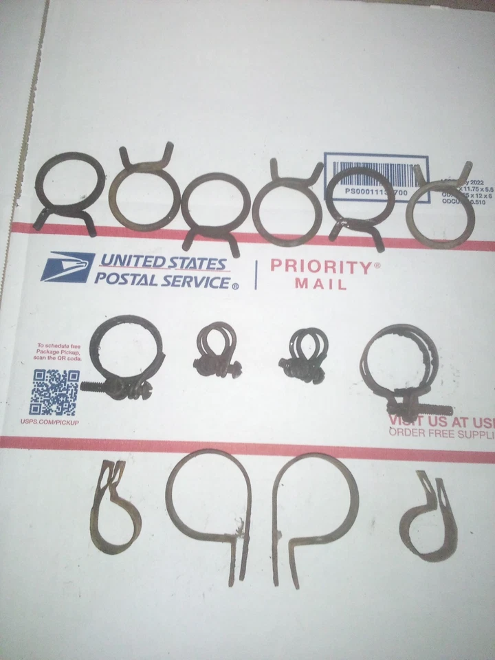 Lote de 15 abrazaderas de manguera diferentes años 50, línea de combustible/agua de doble cable, soportes de montaje Foto 2 de 4