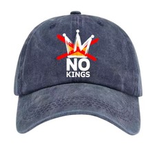 Casual Washed Baseball Cap Dad Hat "No Kings" Crown Graphic Statement Unisex