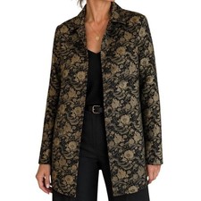 VTG 90s Chicos Silk Blend Gold Floral jacquard Brocade Blazer Jacket L
