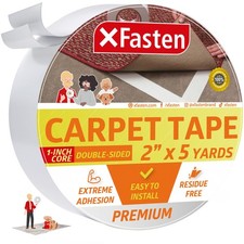 XFasten Double Sided Carpet Tape - Heavy Duty 2  x 5 yds, 1  Core Carpet Tape...