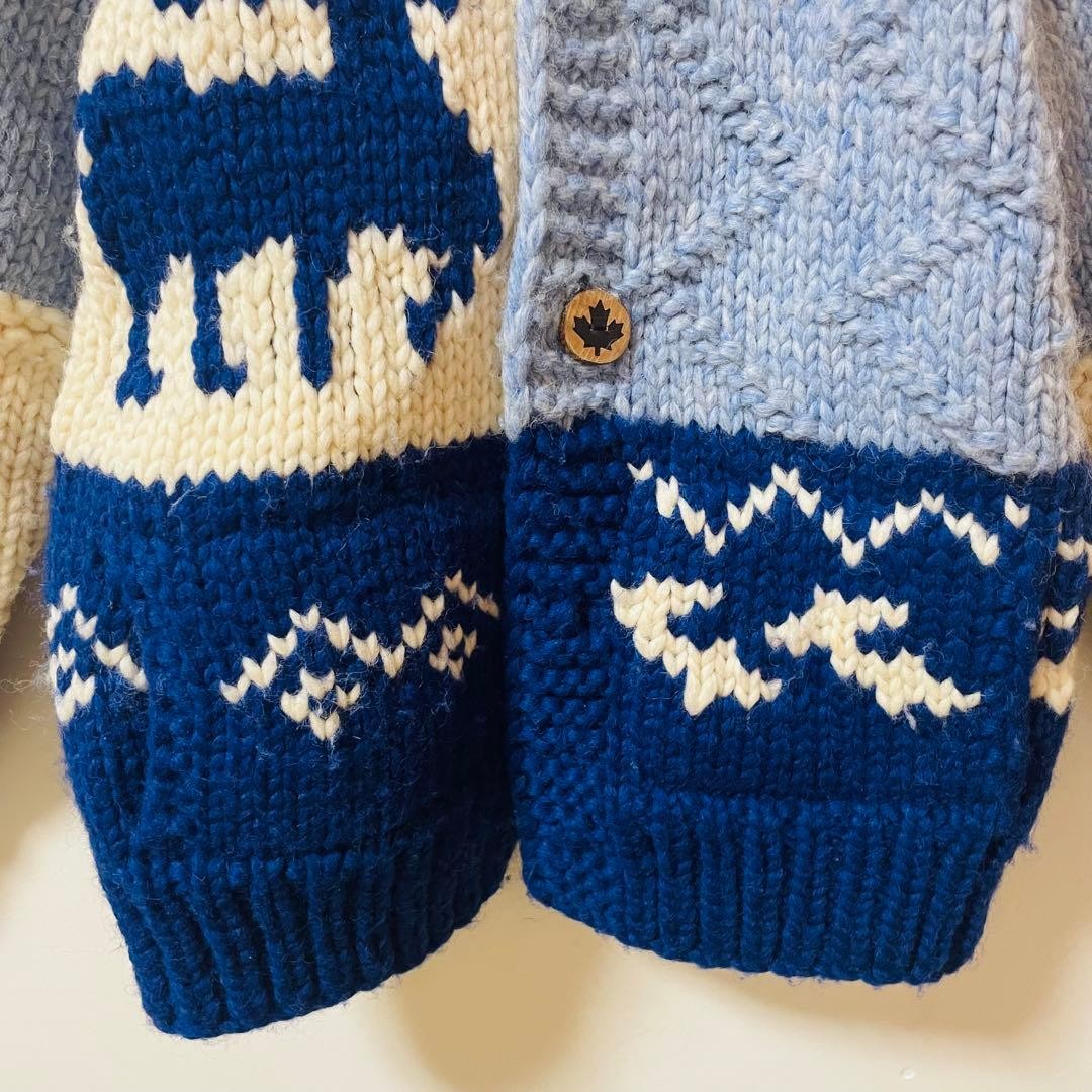 VTG KANATA Cowichan Wool Sweater Deer Moose Hand Knit Crazy Pattern ...