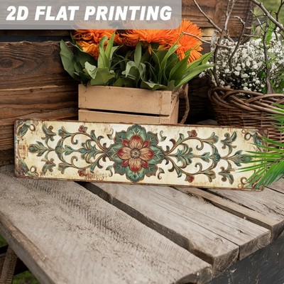 Antique Carved Style Floral Metal Sign Rustic Home Porch Garden Wall Decoration