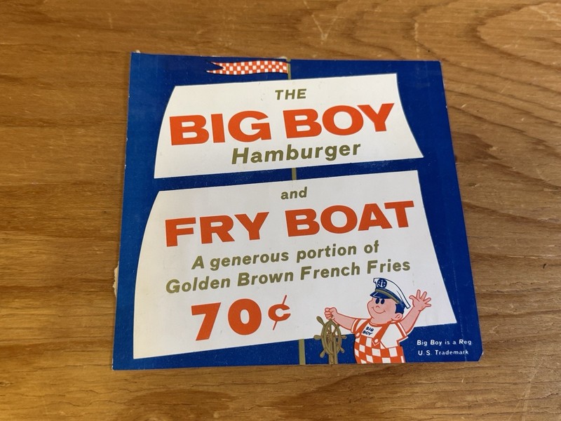 Vintage Marc's Big Boy Restaurant Menu Promo Hamburger & Fry Boat Flyer