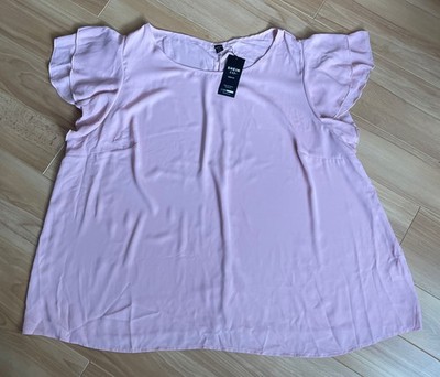Ladies Shien pink chiffon short sleeve blouse top summer size US 32/34 NWT