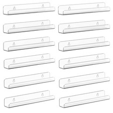 Vinyl Record Shelf Wall Mount, 12 Pack 12 inch Clear Acrylic Album Record Hol...