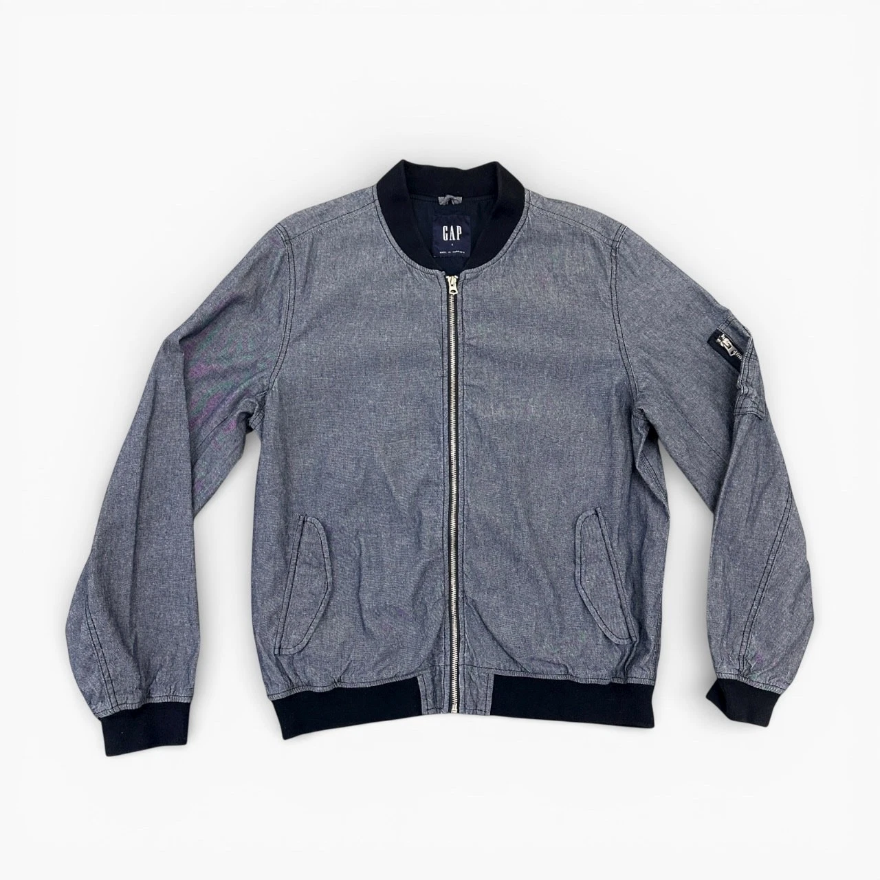 Vintage GAP Denim Bomber Jacket Dark Blue Large
Opens in a new window or tab