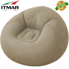 Fauteuil à Gonfler 80 CM Beige Pouf Relax Intérieur Extérieur Cosy Sofa Maison