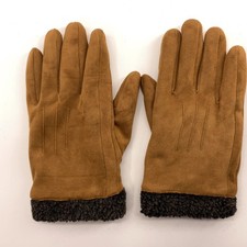 Soft Gold Color Polyester Winter Glove Gray Sherpa Fleece Lined