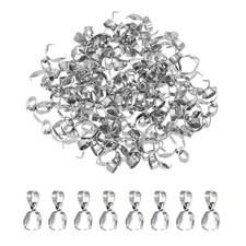 100 Pcs Stainless Steel Pinch Clip 16mm Pinch Bails for Pendant Silver