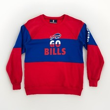 Buffalo Bills Football Red  Blue Color Block Sweatshirt Men  s Medium Crewneck