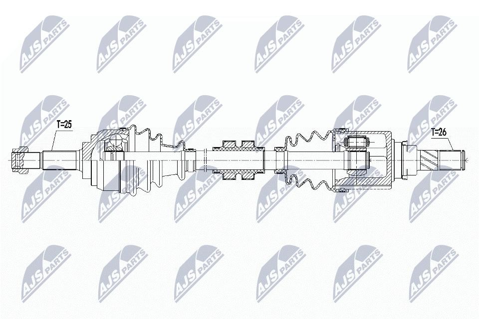 NTY Drive Shaft NPW-NS-100 for Nissan 635 mm Left Front Axle