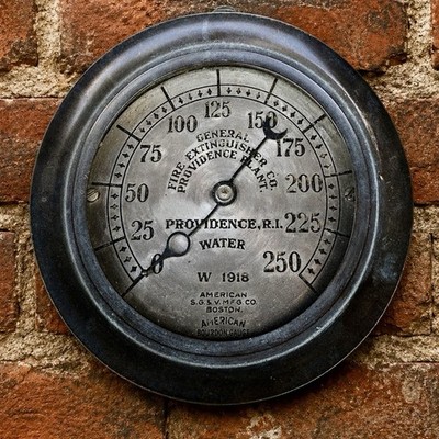 Antique 1918 General Fire Extinguisher Water Pressure Gauge Full Brass