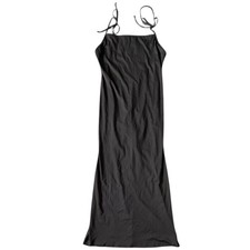 Fashion Nova Black Satin Tie-Strap Maxi Dress – Size 1X (NWT)