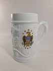 Vintage Milk Glass Beer Stein. Eagle Crest USA AMERICAN grape Vine Pattern