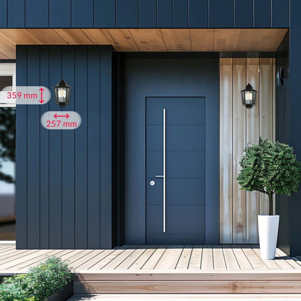 Wandlampe Schwarz IP43 Rustikal elegant LEADWORTH Außenlampe Laterne Wand außen - Bild 2 von 4