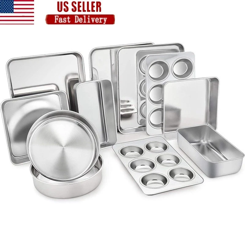 Stainless Steel Bakeware Set 11 Pieces Durable Healthy Oven Safe Dishwasher Safe