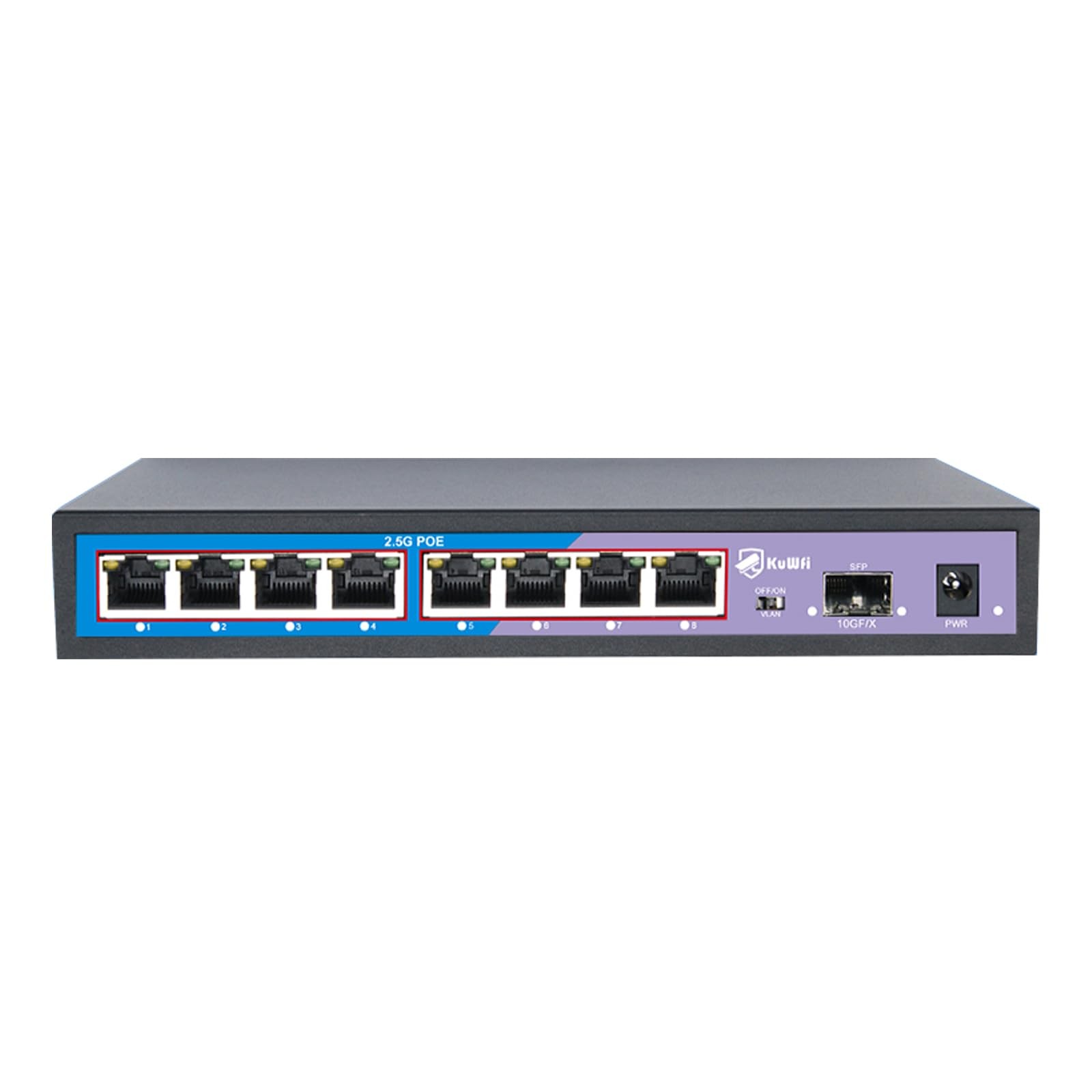 KuWFi 2.5G PoE Switch HG0801-P | 10G SFP+ Uplink per Gaming e Streaming
