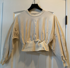 Lululemon Women's Size 2 Bone Cream Pullover Crewneck Sweatshirt Ribbed Waist