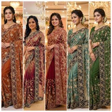 New Saree Blouse New Sari Indian Wedding Designer Bollywood Pakistani Party Wear