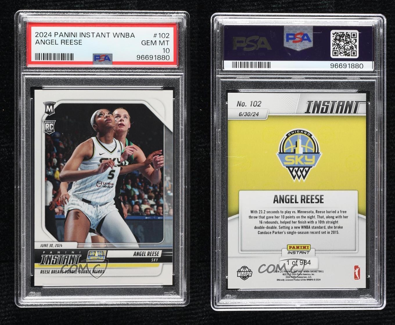 2024-25 Panini Instant WNBA /984 Angel Reese #102 PSA 10 GEM MT Rookie RC 1qv7 view 3
