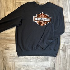 Harley-Davidson Men Bar  Shield Long Sleeve Crew Neck Fleece Sweatshirt Black