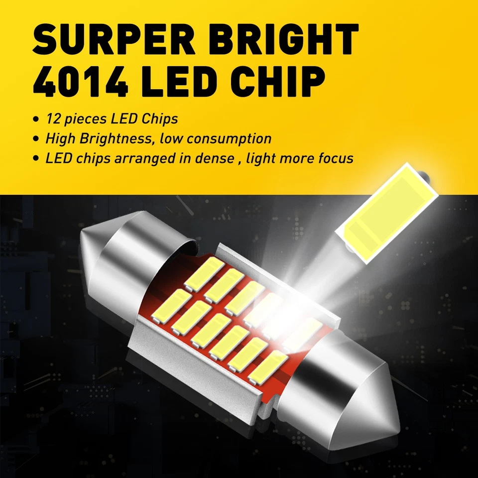 Blanco 31mm Festón LED Interior Coche Placa Domo Mapa Bombillas Canbus Foto 3 de 4