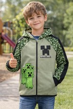 Minecraft Boys Active Zip Up Hoodie Size 10/12- Brand New 