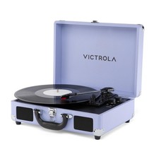 Lavender Bluetooth Suitcase Record Player 3 Speed Turntable Victrola Journey