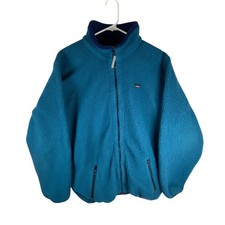 Vintage L.L.Bean Jacket Kids XL Blue Fleece Full Zip Made USA Sherpa T553