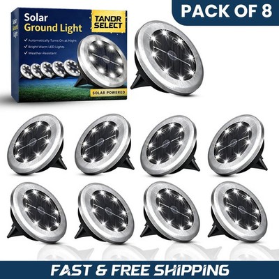 8-12Solar led Ground Light Outdoor Buried Disk Lighting Landscape Pathway Light