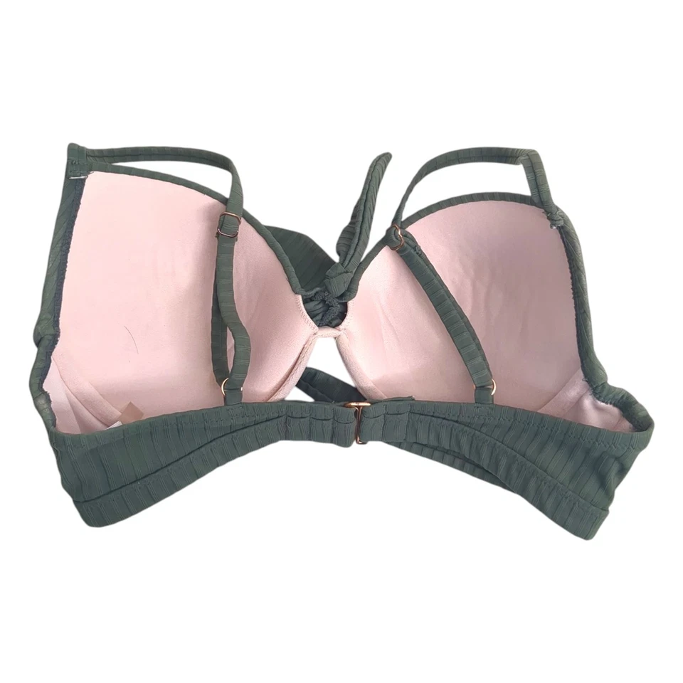 Top de natación de bikini Shade & Shore verde bosque con aros talla 34C lazo acolchado Foto 3 de 4