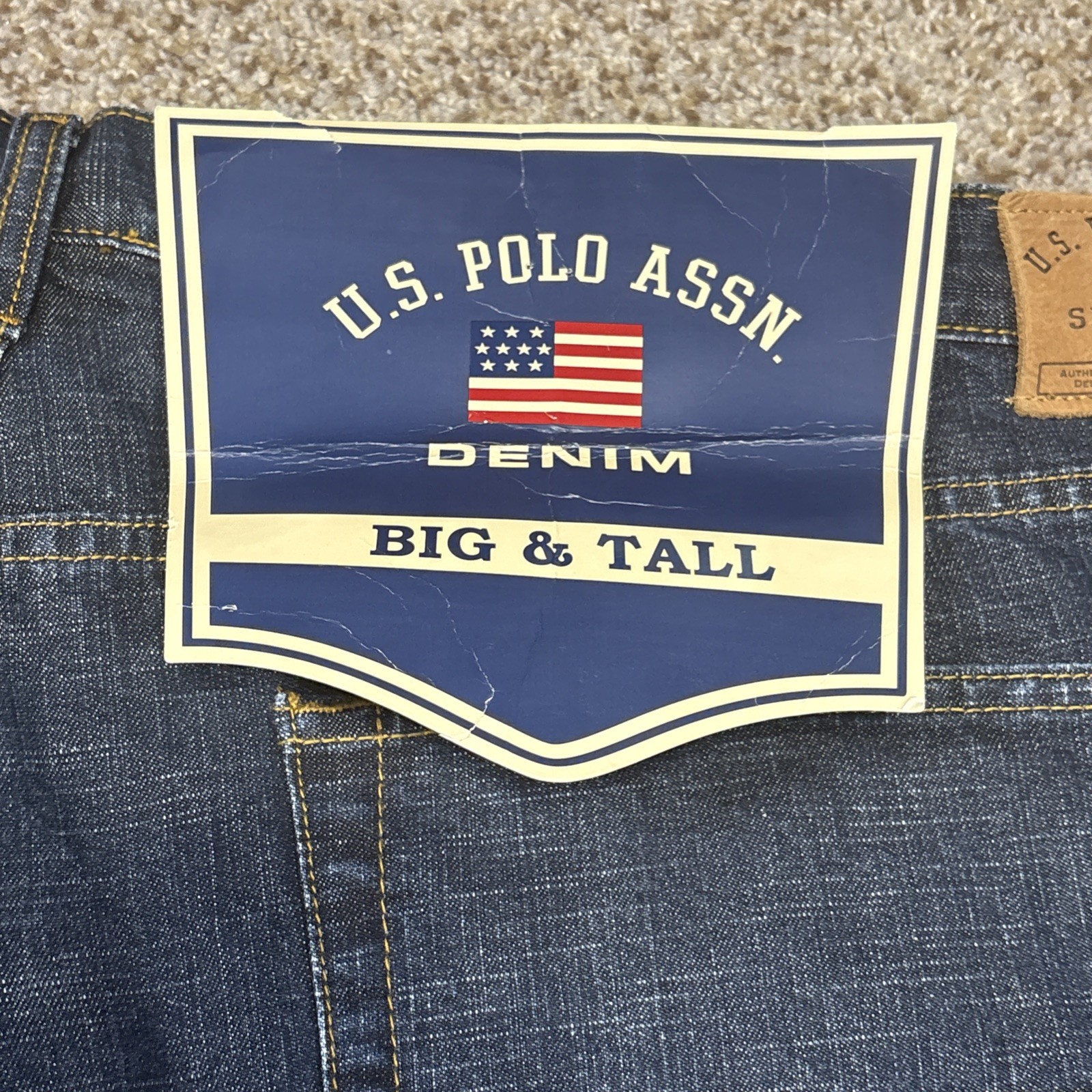U.S. Polo Assn Jeans Mens 52x34 Denim Dark Wash Vtg Fits 51 X 34 NEW - View 22