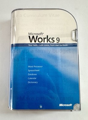 Microsoft Works 9 komplette Software CD ROM mit Hülle COA & Kurzanleitung