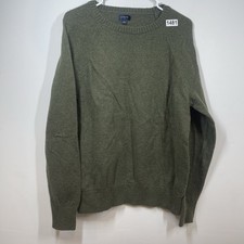 J. Crew Crewneck Sweater Mens L Green Supersoft Lambswool Blend Preppy Office